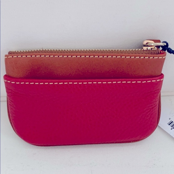 LAST CALL FINAL SALE - Dooney & Bourke Red and Brown Leather Coin Pouch - Picture 3 of 4